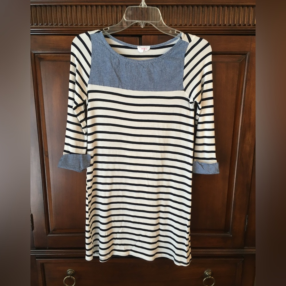 Navy & White Striped Dress